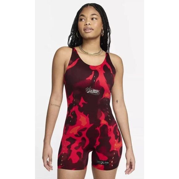 Nike Megan Thee Stallion Bodysuit Women's Size S (Small) Red Jumpsuit Sporty NEW - Picture 1 of 12